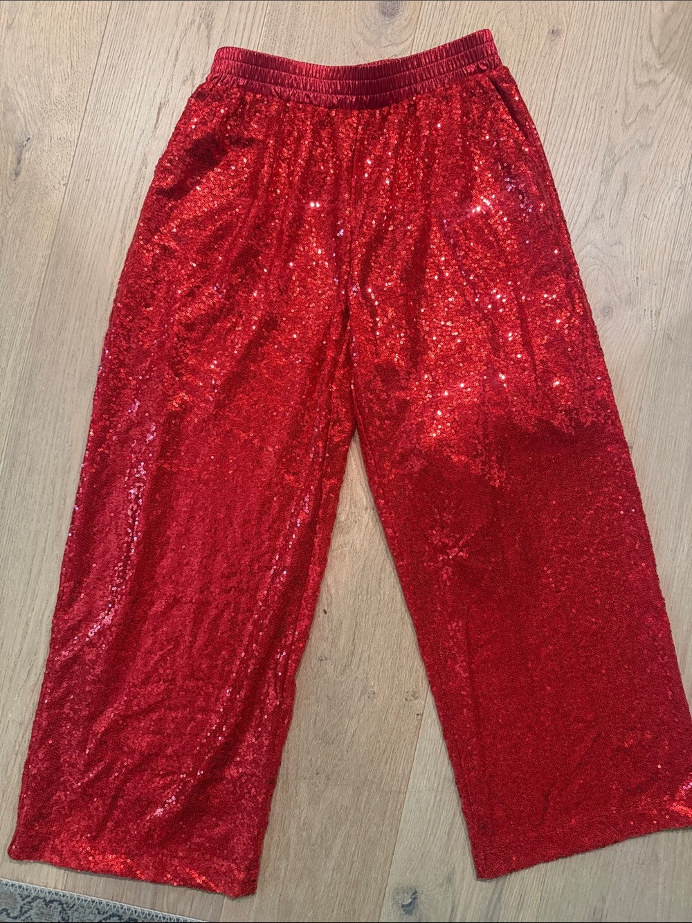 Simply Southern Red Sequins Sparkle Pants S/M Wide Leg NWT Harry Styles